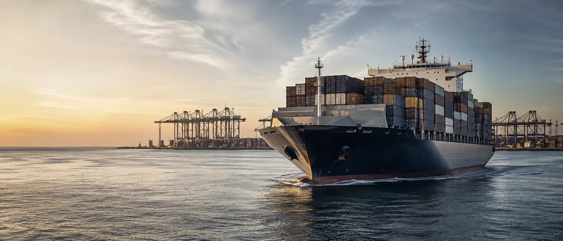 Navire porte-conteneurs en exploitation maritime